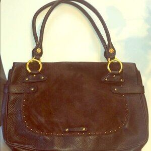 Cole Haan Rich Suede Handbag Gold Detail